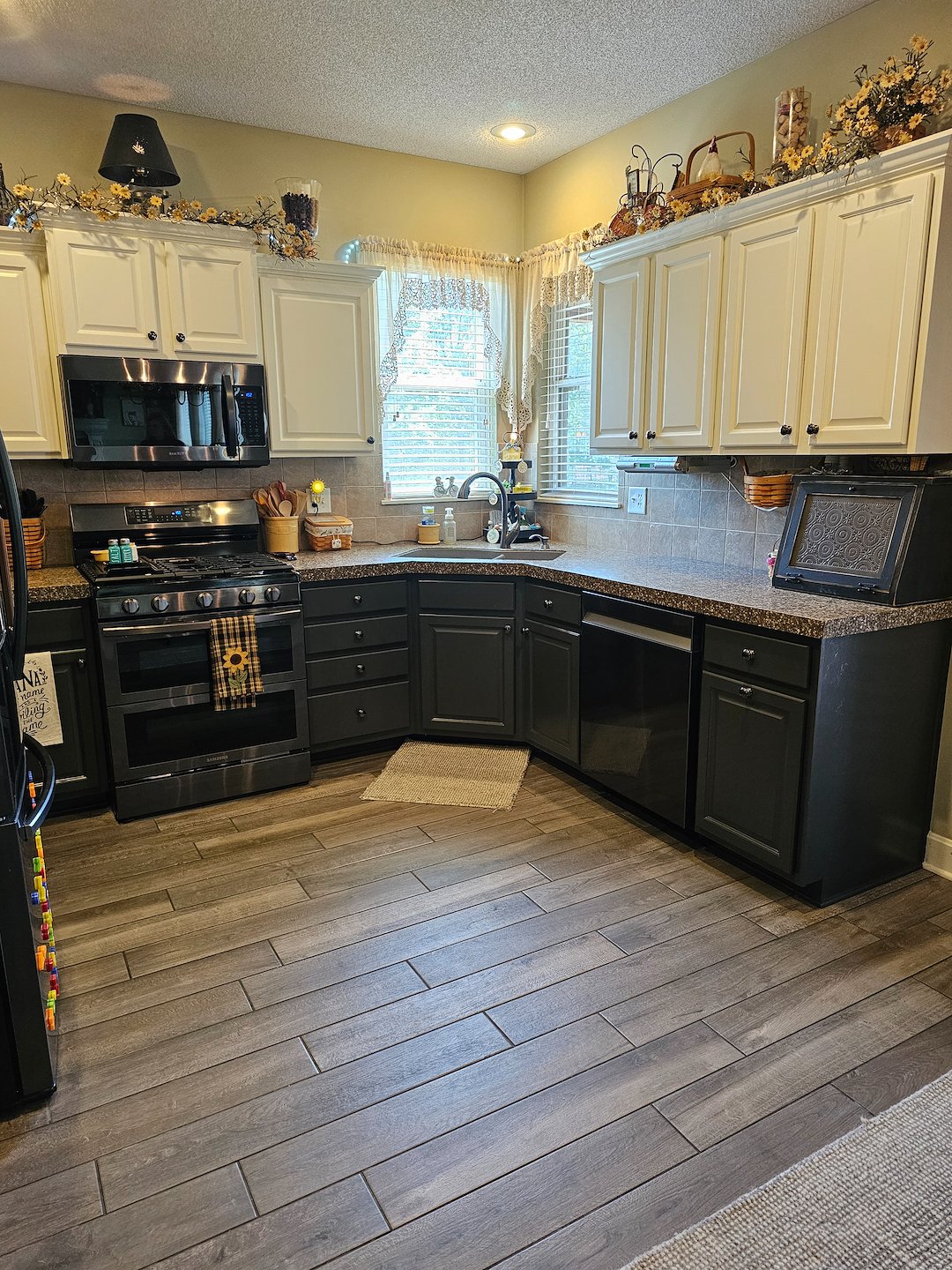 Two toned cabinet painting project in Shawnee Ks